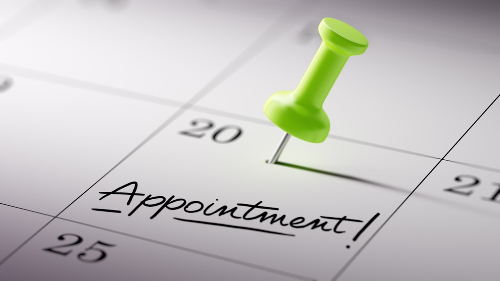 Calendar with appointment marked